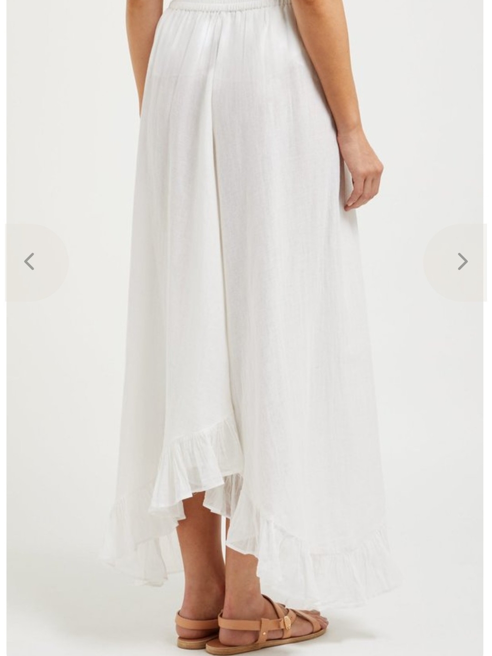 Mes Demoiselles White Asymmetrical Ruffle Hem Maxi Skirt